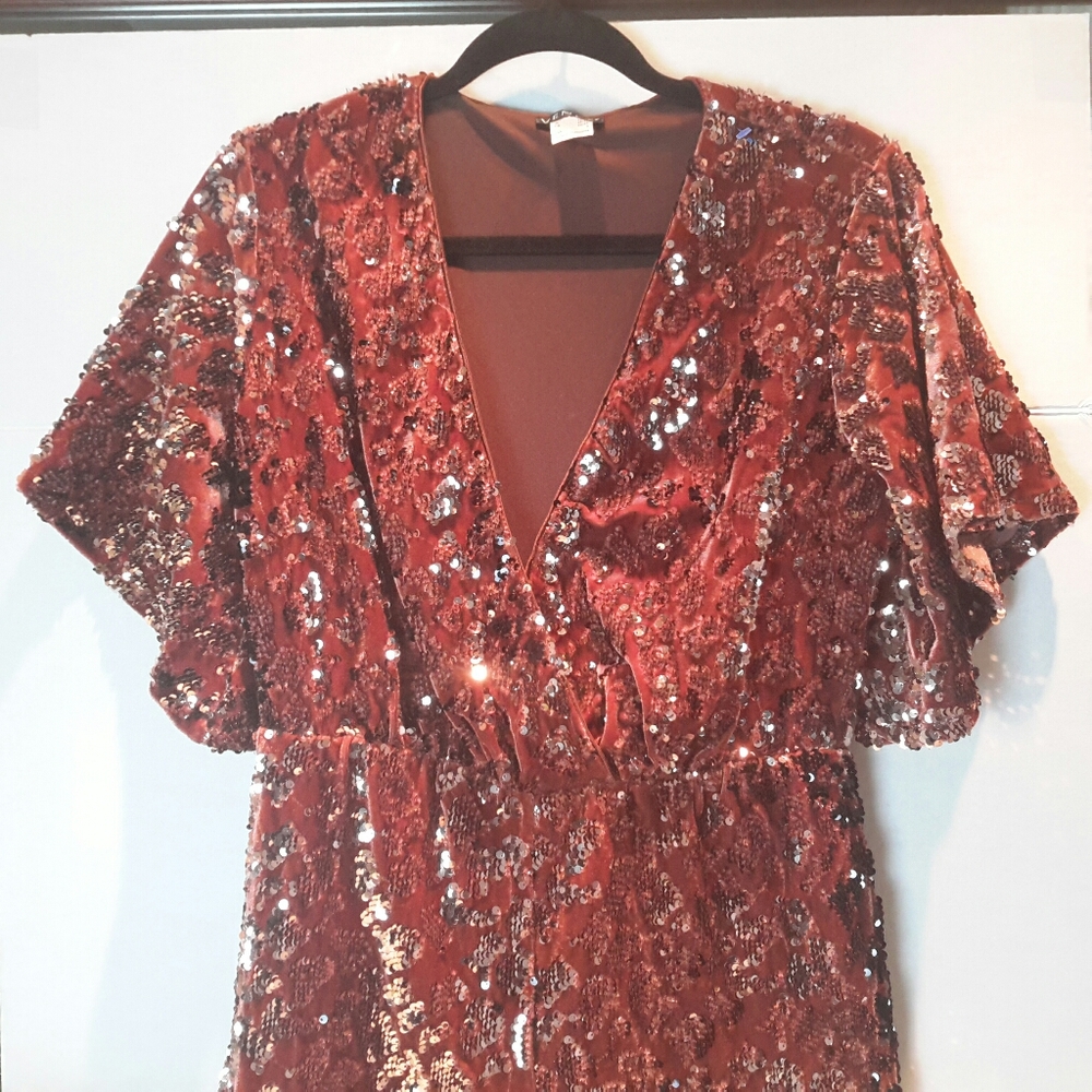 Venus Rust Multi Sequin Romper  Size S - Picture 10 of 12